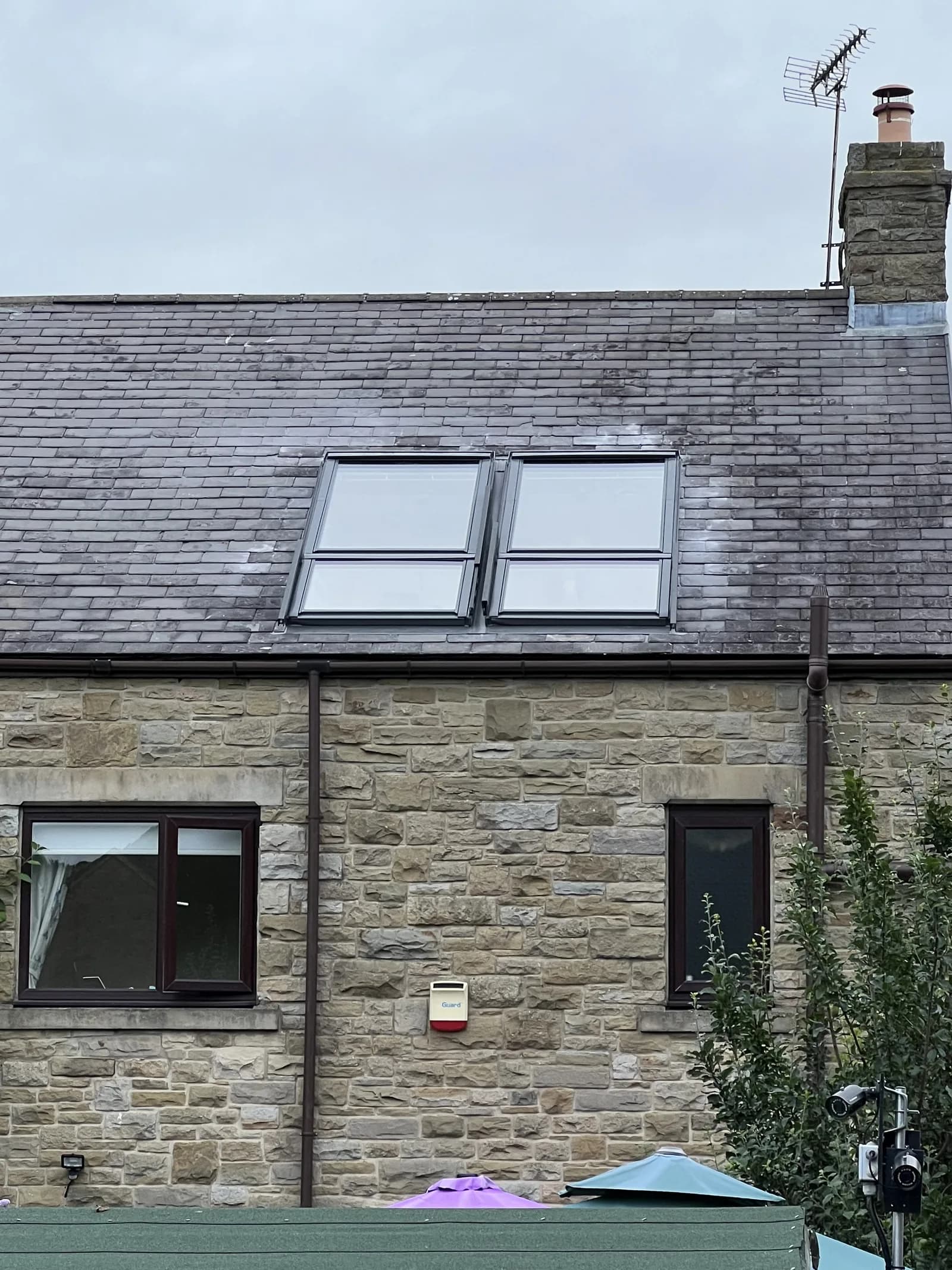 Roof windows on a stone property