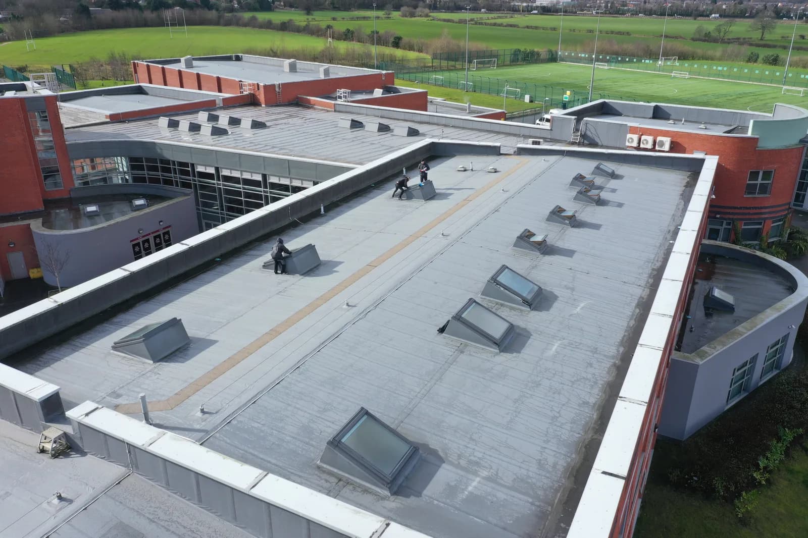 Rooflights on a flat commercial roof