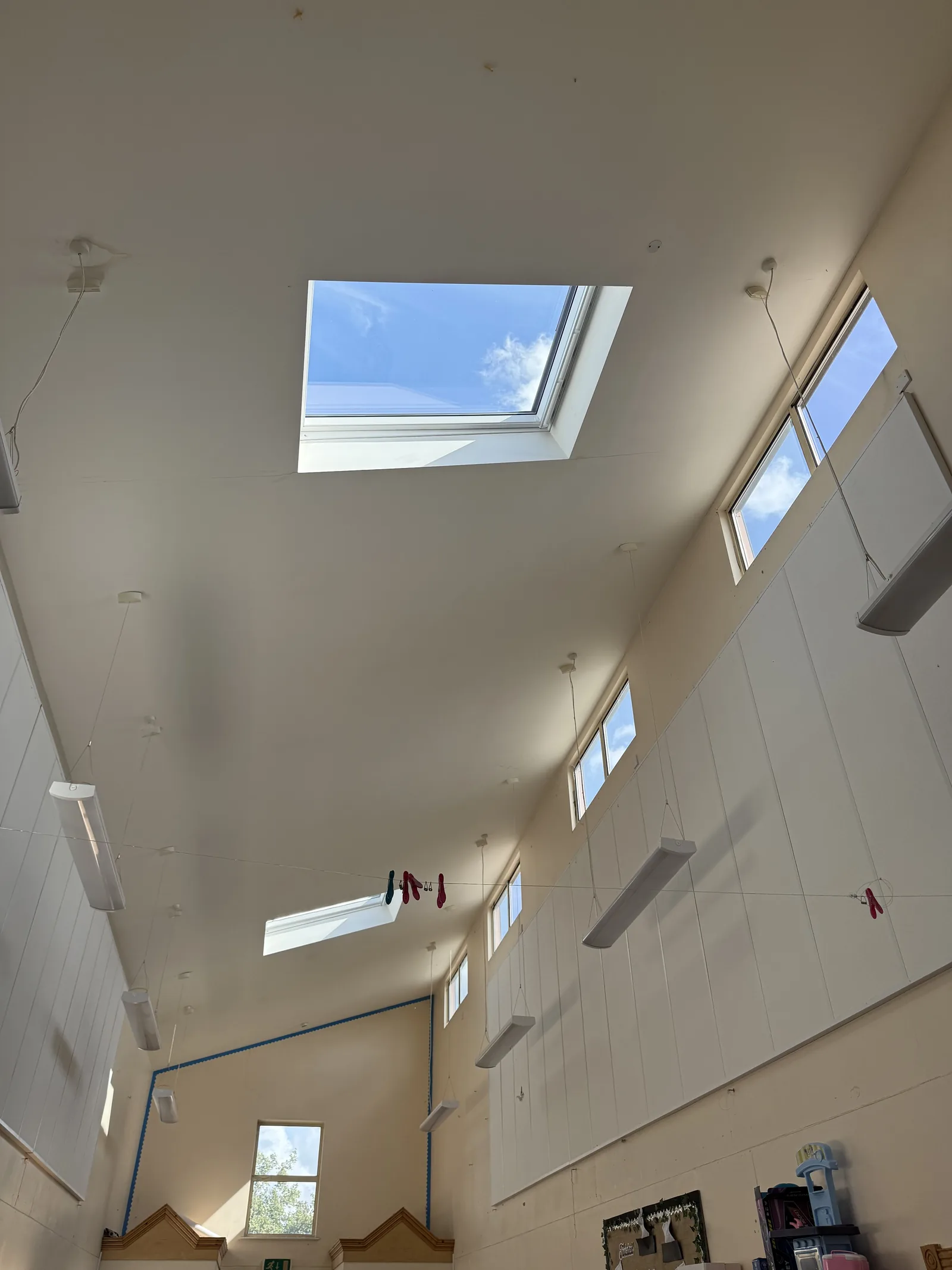 Loft conversion interior with roof windows