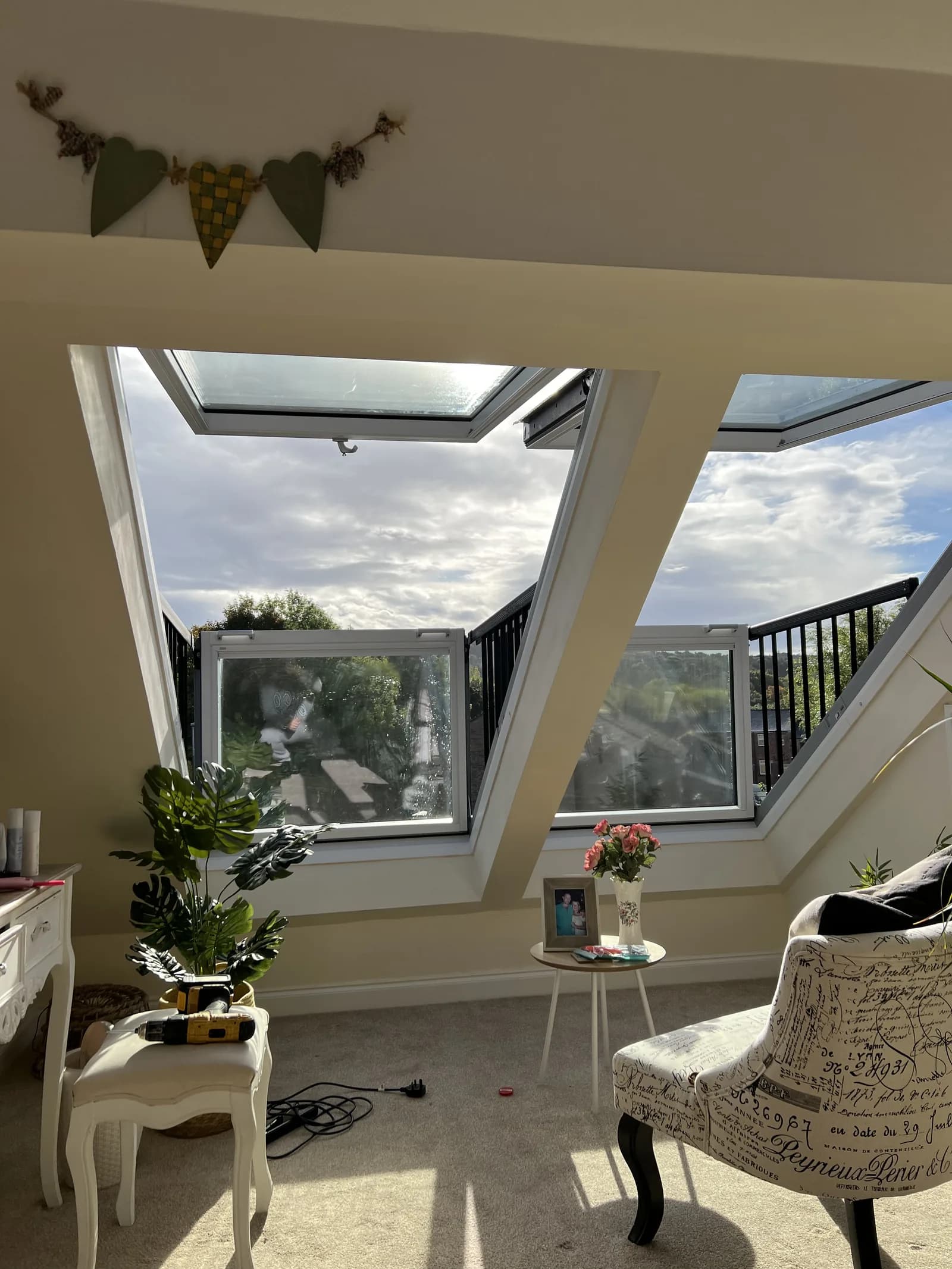 Loft conversion with multiple roof windows