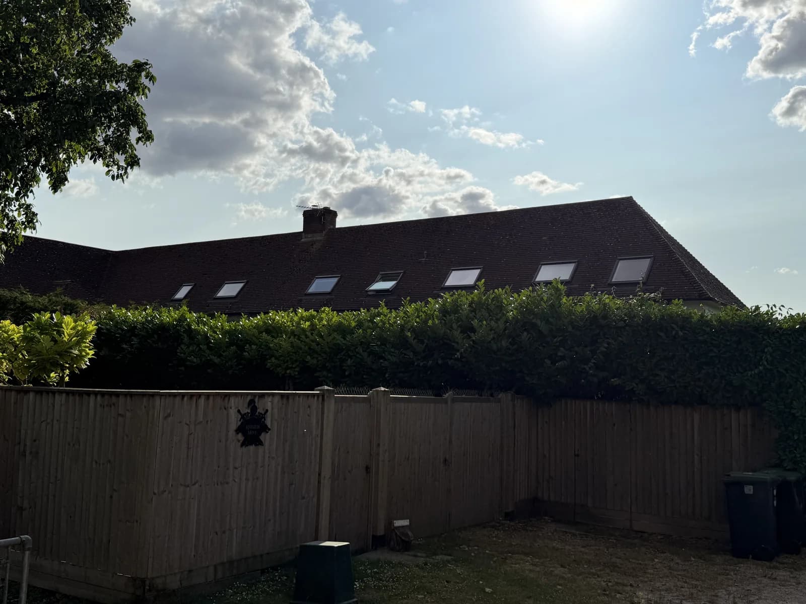 A row of VELUX roof windows on a pitched roof
